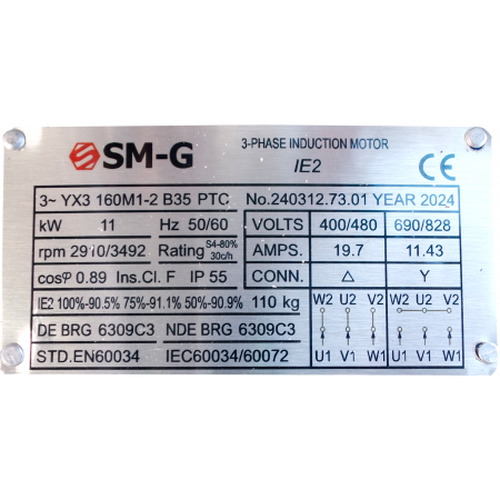 SILNIK ELEKTRYCZNY 11,0 kW 400/690V 2910 OBR 3FAZOWY